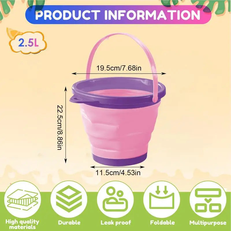 Foldable Beach Bucket Play Sand Bucket Toy For Children Bright Colors Outdoor Fun Toy For Garden Swimming Pool Lake And Backyard