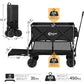 PORTAL Collapsible Double Decker Wagon, Folding Wagon Cart with Tailgate, Beach Wagon with Big Wheels, 450LB Heavy Duty Foldable