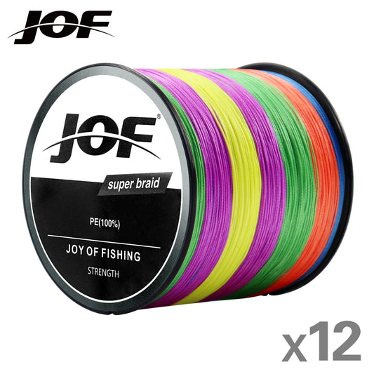 JOF Top Quality X12 Super Strong 12 Strands Braided Fishing Line 300M 500M 1000M Multifilament PE Line Saltwater Fishing Tackle