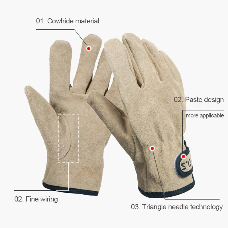 Leather Picnic BBQ Gloves Heat Resistant Barbecue Grill Cooking Protective Gloves Anti-scald Heat-Insulated Outdoor Camping Tool