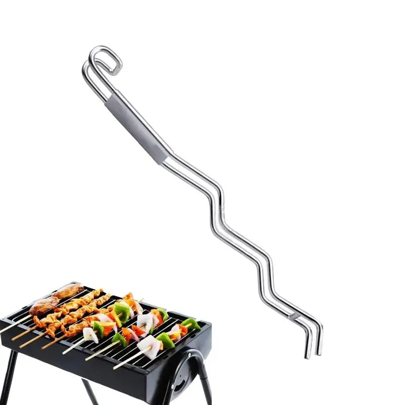 Stainless Steel Meat Fork Cooking Fork with Hook Non-Slip Handle Multi-Function Kitchen Gadget for Meat Barbecue Picnic Grilling