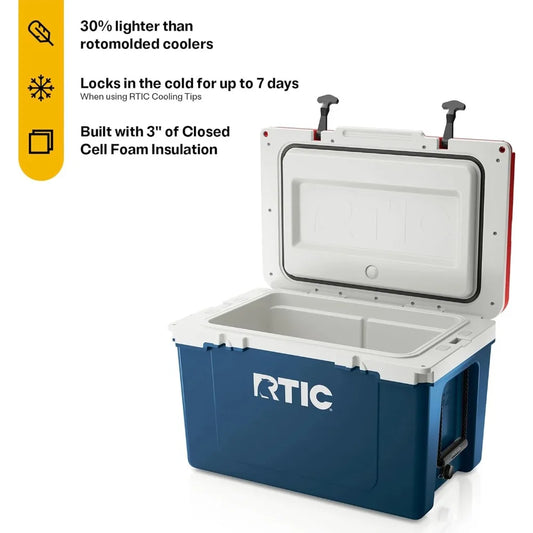 Car Portable Cooler, Ultra-Light 52 Quart Hard Cooler Insulated Ice Chest Box, 30% Lighter Than Rotomolded, Portable Cooler