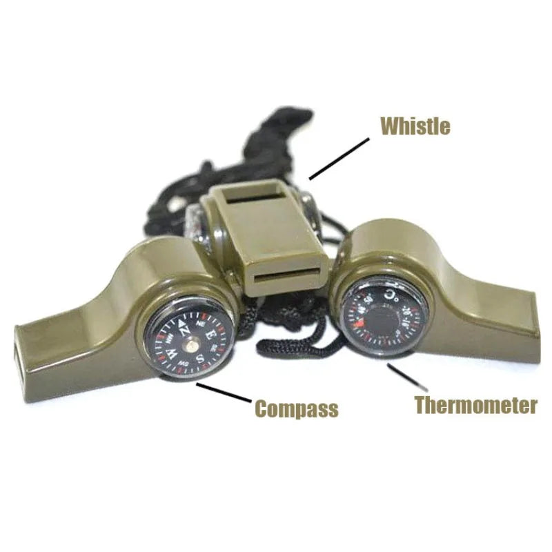 Outdoor Emergency Equipment Camping Multifunctional Compass 3 in 1 Thermometer Survival Whistle Hiking Hunting Training Gear