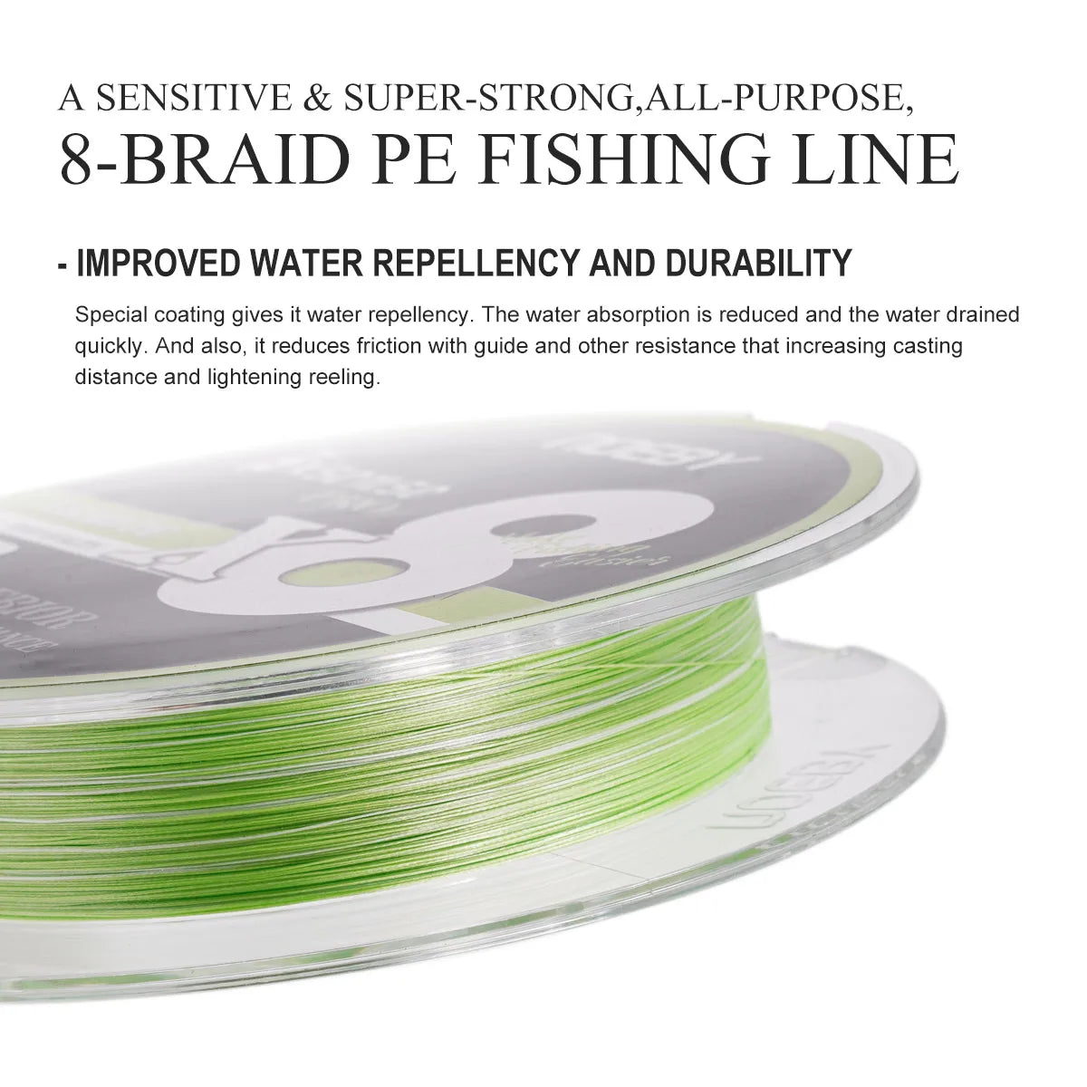 Noeby Upgrade 8 Braided Fishing Line 150m 300m 14-103lb PE Superior Abrasion Resistance Smooth X8 Fluorescent Green Fishing Line