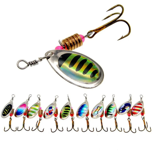 1pcs Spinner Lure Bass Fishing Bait Metal Spoon Lure Treble Hook Fishing Tackle Hard Lure CrankBaits