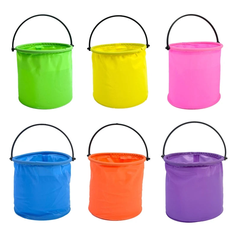 Beach Sand Play Bucket Toy Folding Collapsible Bucket Gardening Tool Outdoor Sand Pool Play Tool Toy Kids Summer Favor Dropship