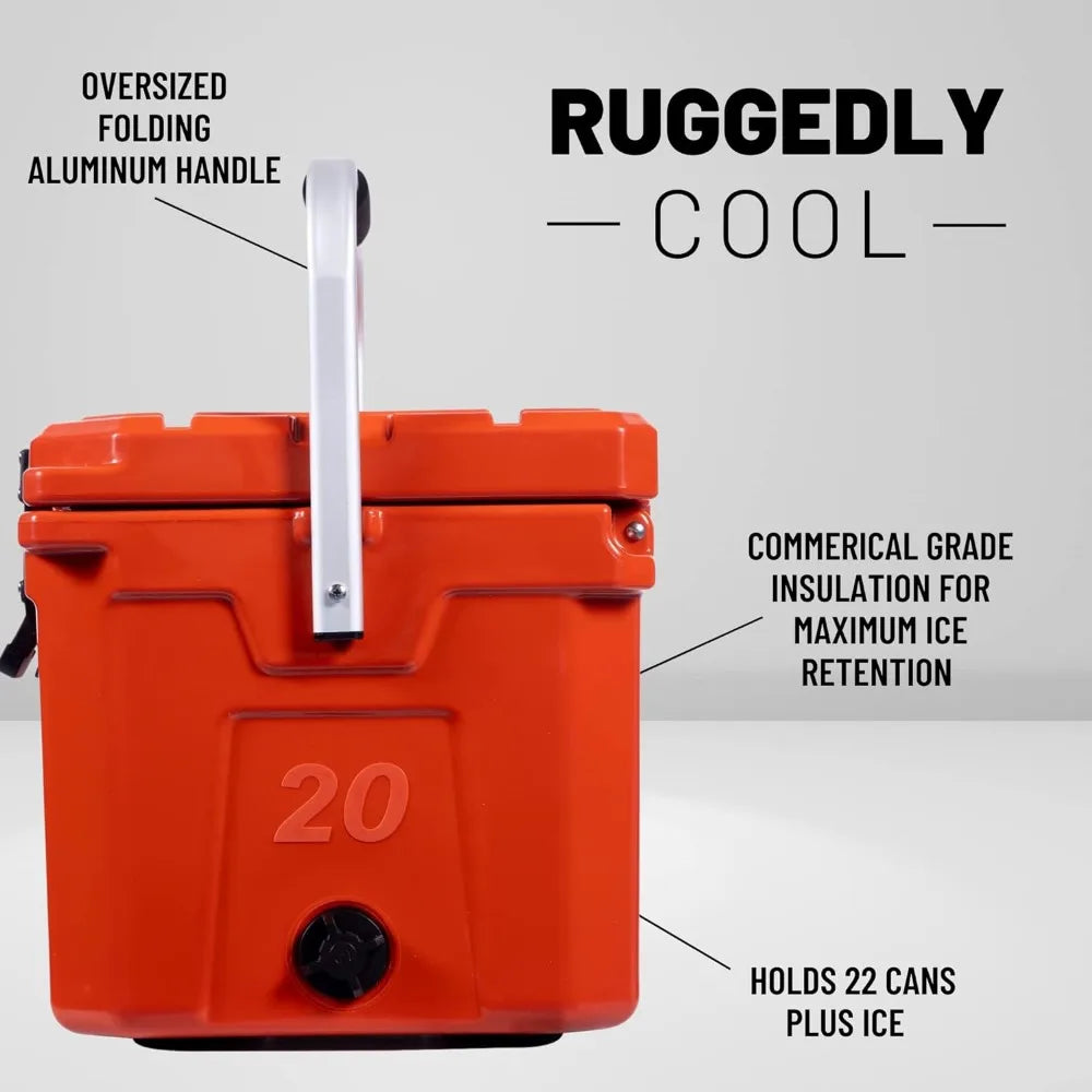 CAMP-ZERO 20L | 21.13 Quart Premium Cooler/Ice Chest with 4 Molded-in Cup Holders