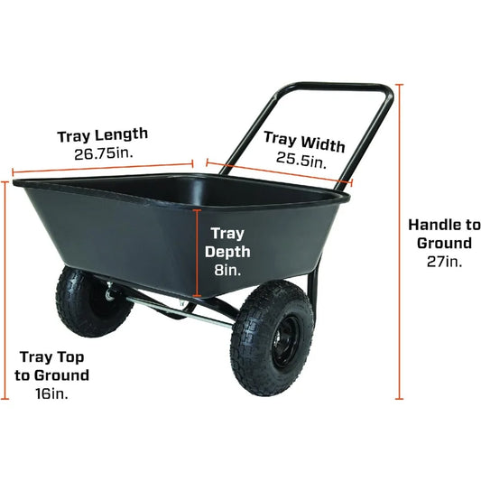 70019 Garden Barrow Dual-Wheel Wheelbarrow/Garden Cart Beach Wagon  Folding Trolley Cart