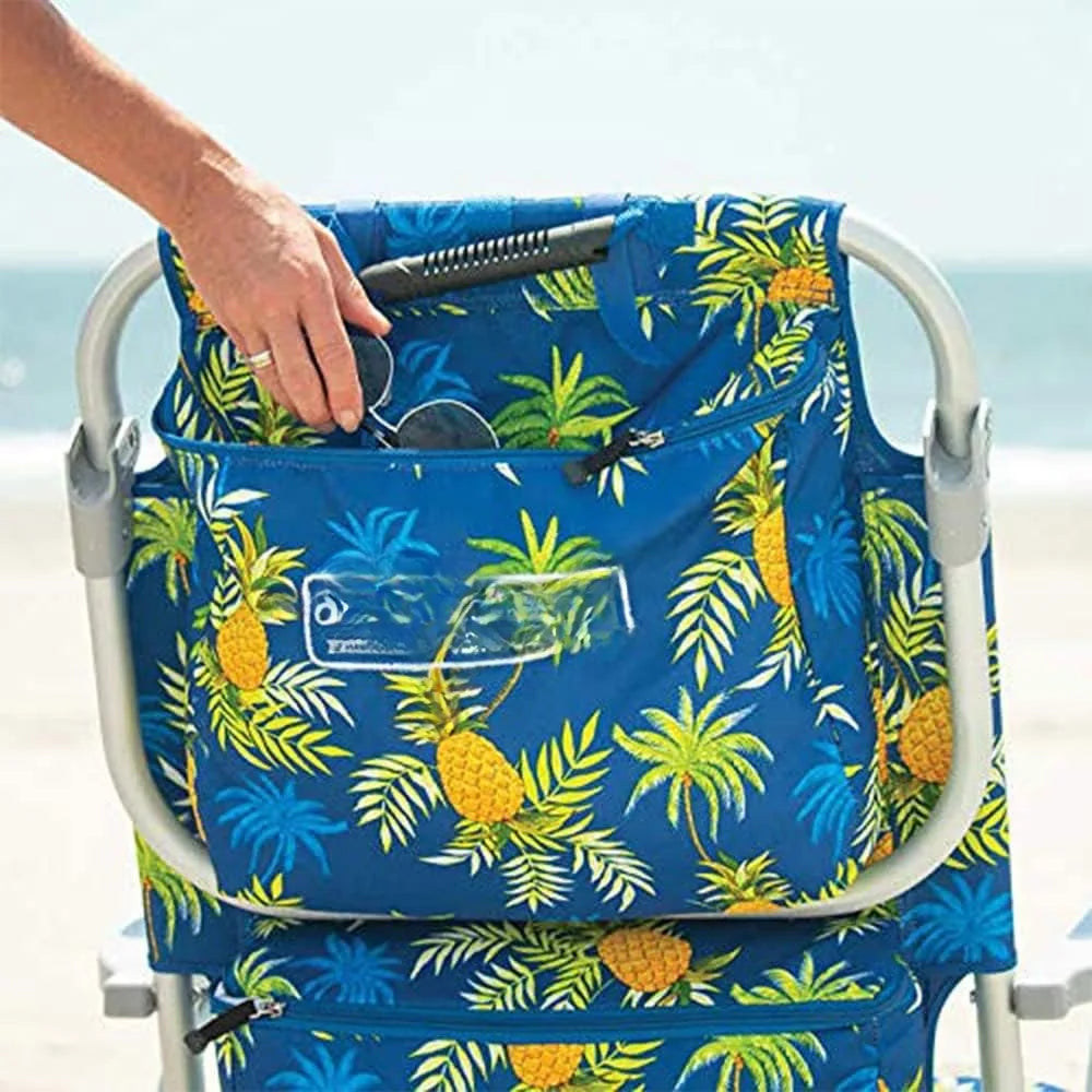 Beach Chair, Polyester, Yellow Pineapple,Adjustable,Durable,Lightweight Polyester 8 Pounds 24"D x 25"W x 30"H Beach Chairs