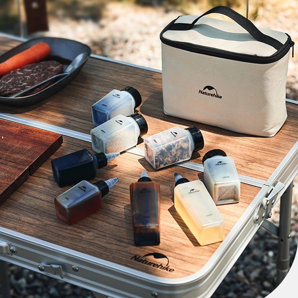 Naturehike Outdoor Camping Tableware Storage Container Seasoning Bottles Cans With a Bag For BBQ Portable Picnic CNH22CJ043