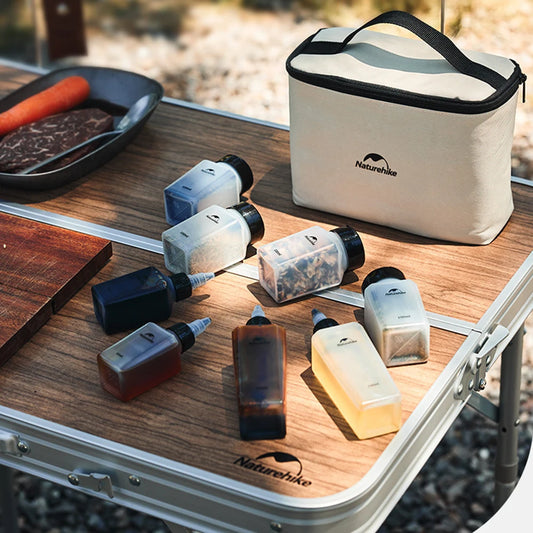 Naturehike Outdoor Camping Tableware Storage Container Seasoning Bottles Cans With a Bag For BBQ Portable Picnic CNH22CJ043
