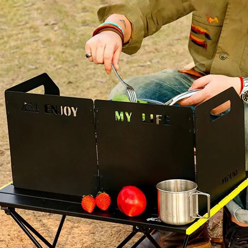 Camping Burner Windshield Folding Camping Stove Windscreen Outdoor Windproof Shield For Picnic Stove Cassette Stove Wind Screen