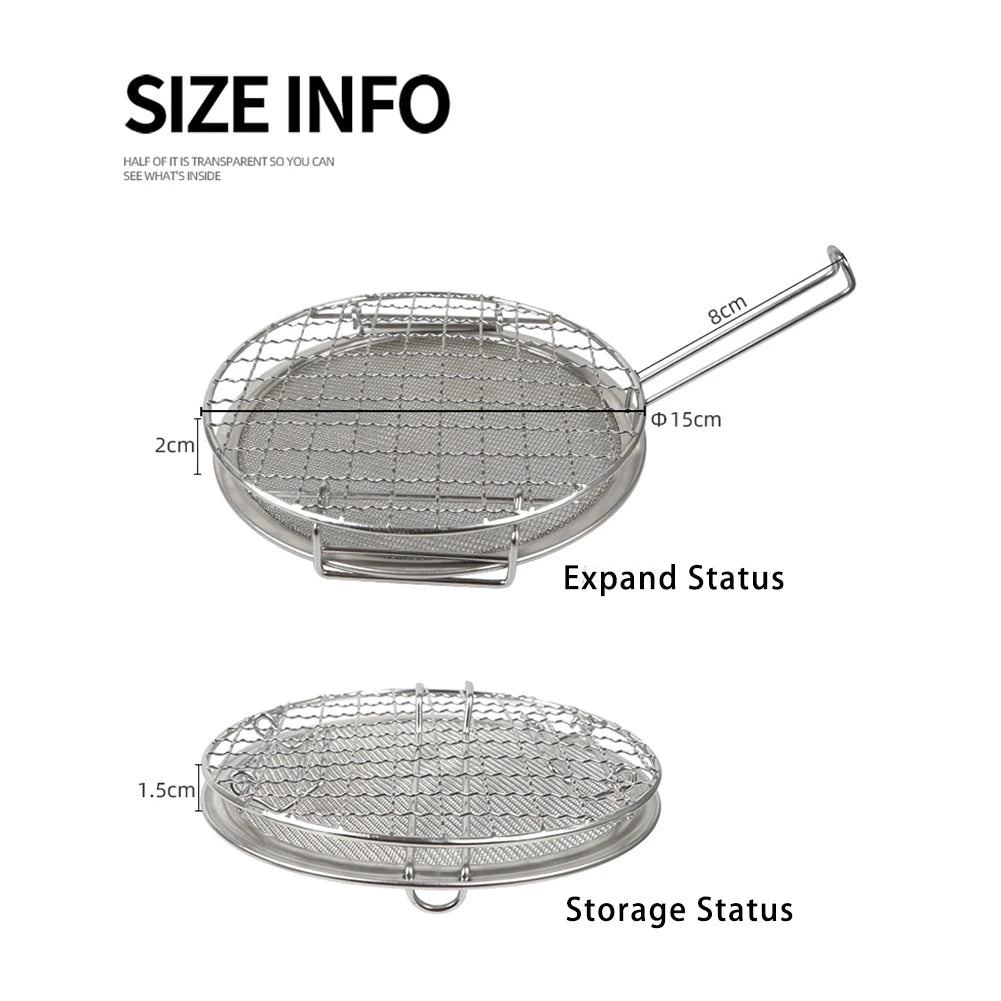 Outdoor Mini Roaster Foldable Portable Multifunctional Stainless Steel Bbq Mesh Rack Camping Cookware For Outdoor Camping Picnic
