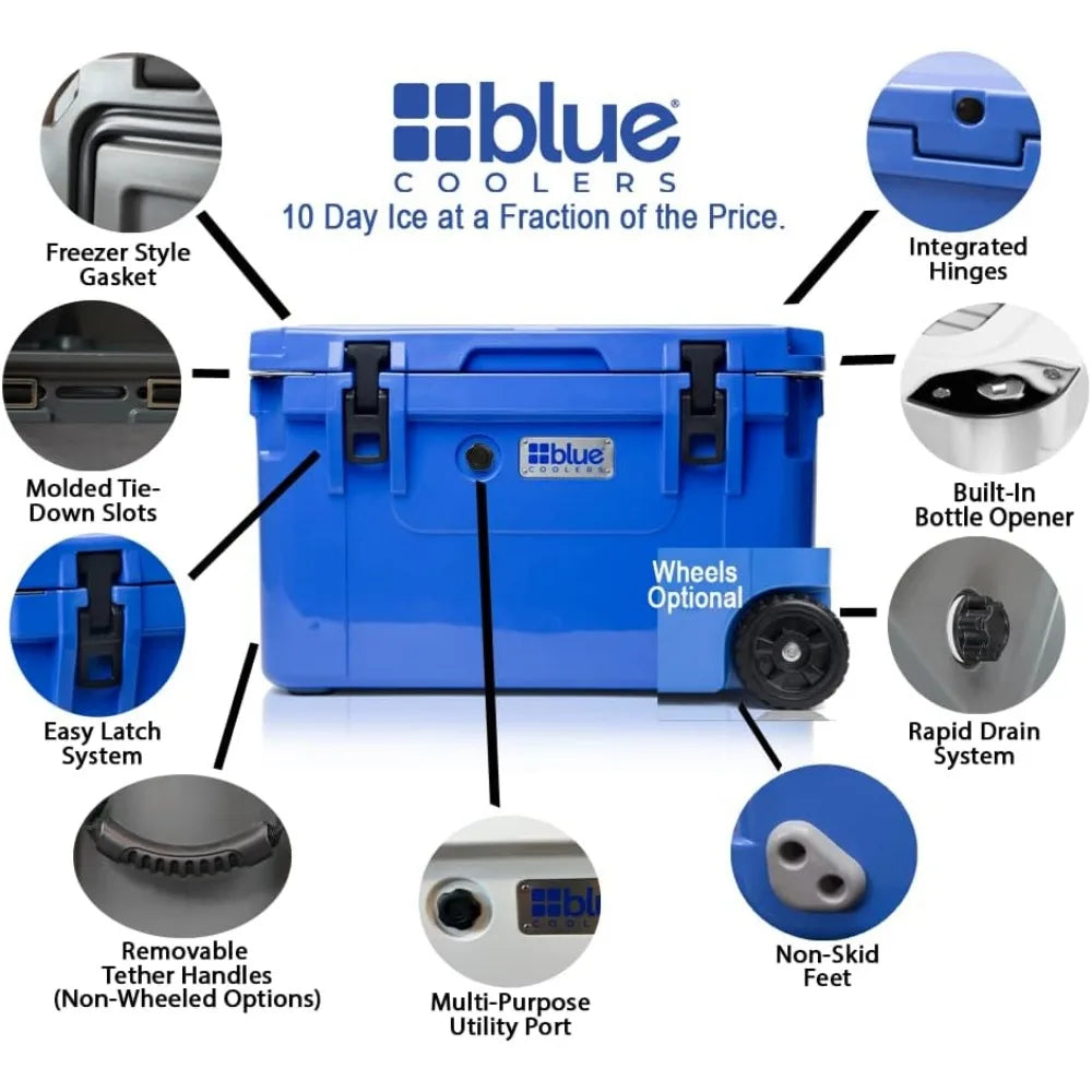 60 Quart, Roto-Molded Ice Cooler | Large Ice Chest Holds Ice up to 10 Days |