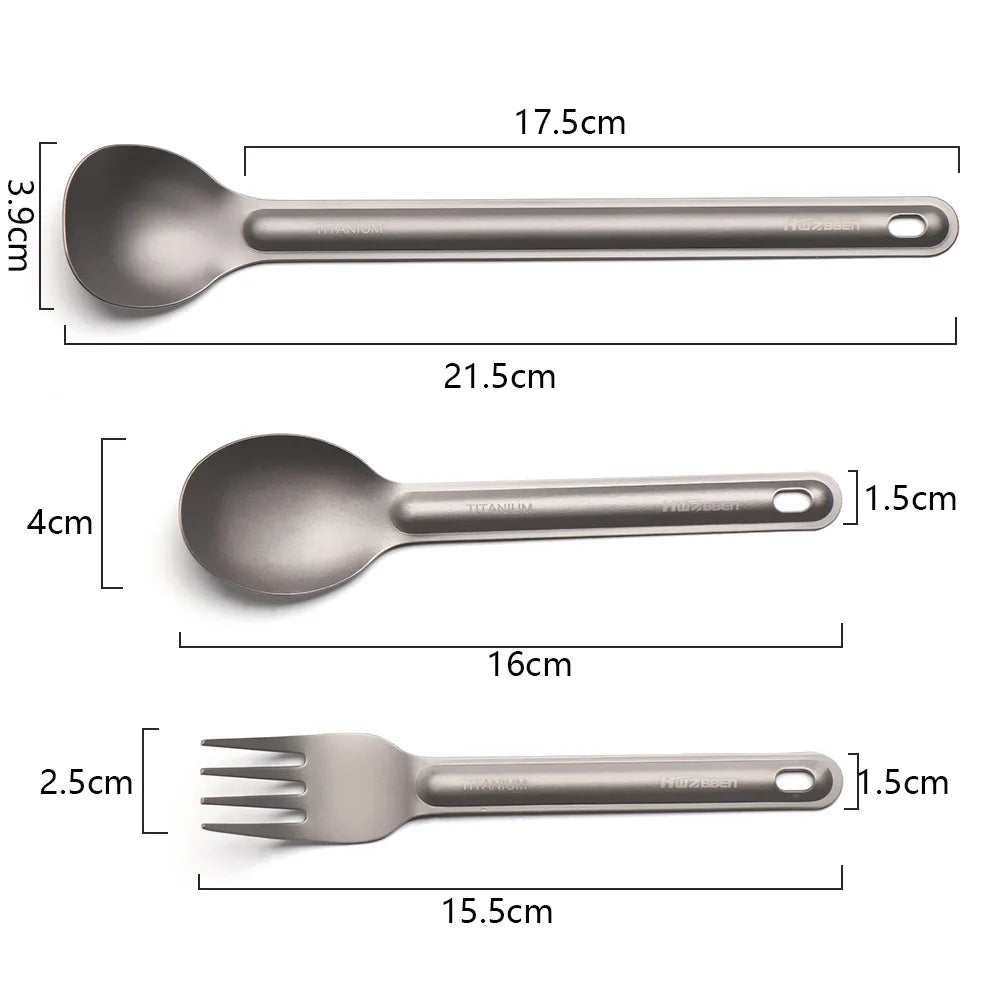 Portable Titanium Cookware Ultralight Titanium Long Handle Spoon Cutlery Fork Spoon Outdoor Picnic Accessories EDC Camping Tool