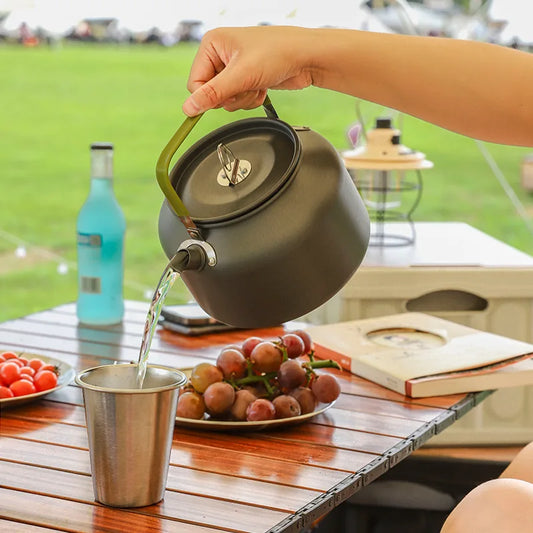 0.8L/1.1L/1.2L/1.6L/2L/2.5L Aluminum alloy Portable Outdoor Camping Coffee and Tea Kettle for Hiking Fishing Picnic and Cooking