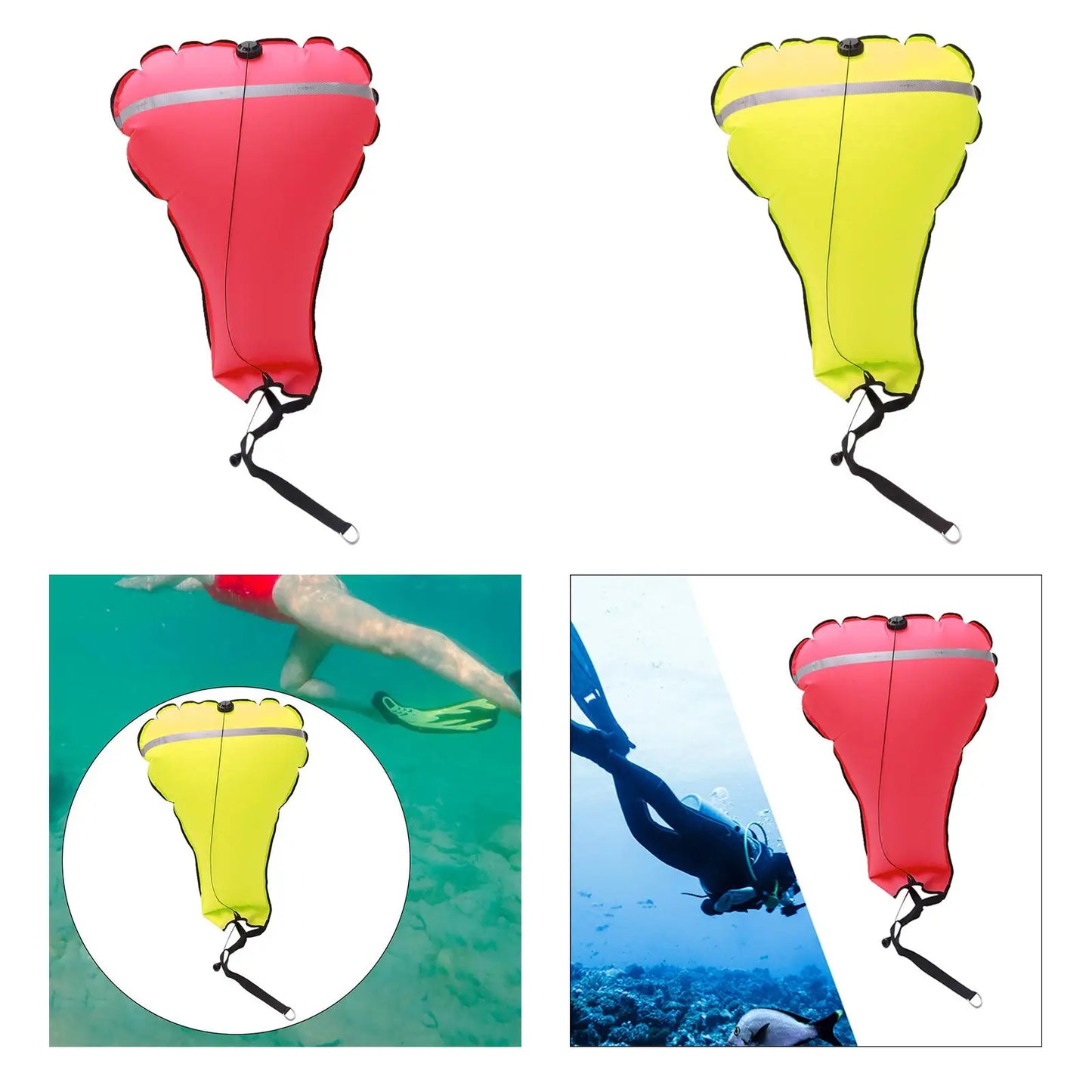 Scuba Diving Float Buoy Gear Reflective Band Dive with Valve Salvage Lift Bag 140lb for Beach Adults Water Sports Diver Outdoor