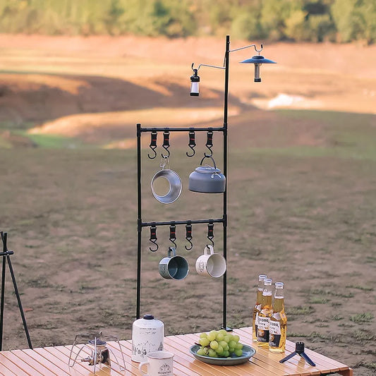 Outdoor Desktop Storage Rack Camping Aluminum Alloy Hanging Rack Picnic BBQ Tableware Multi-purpose Rack Table Side Lamp Rack