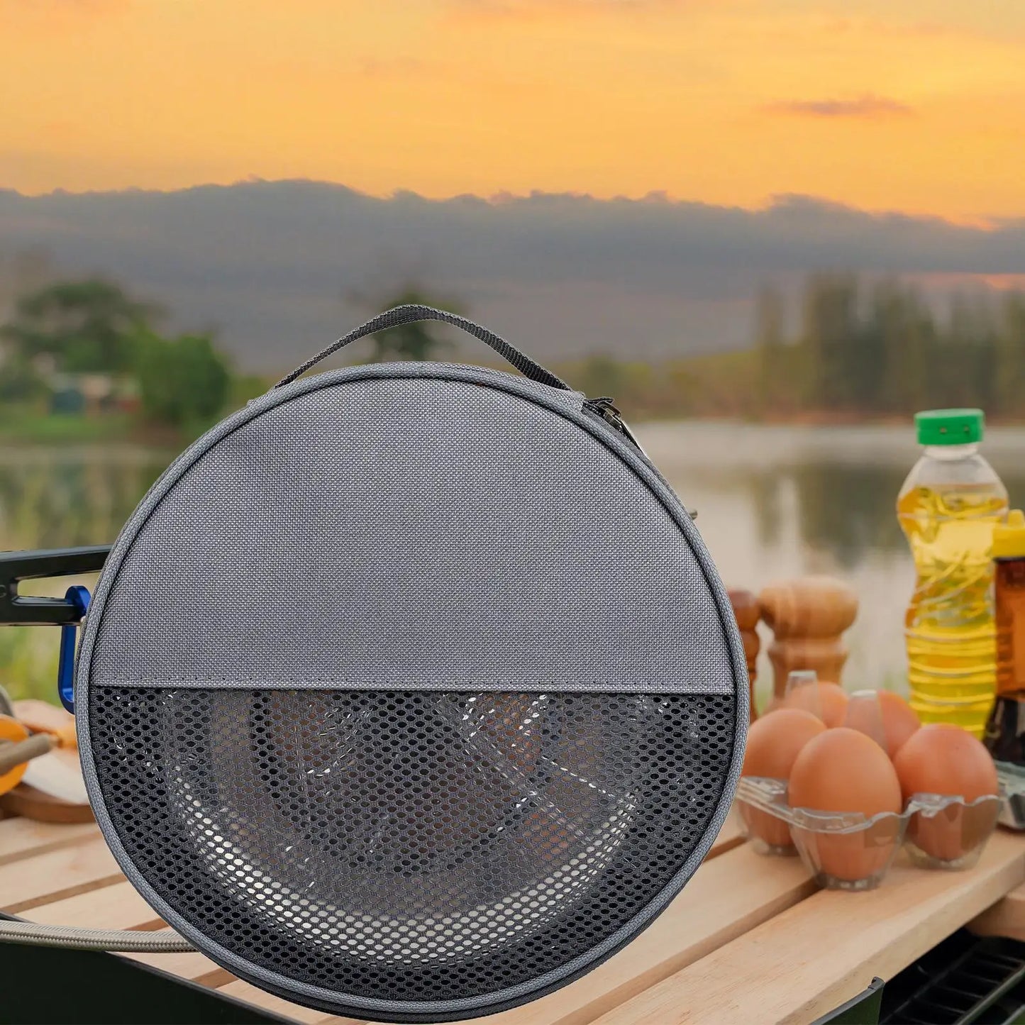 Picnic Bag Tote 23cmx7.5cm Utensils with Mesh Container Case