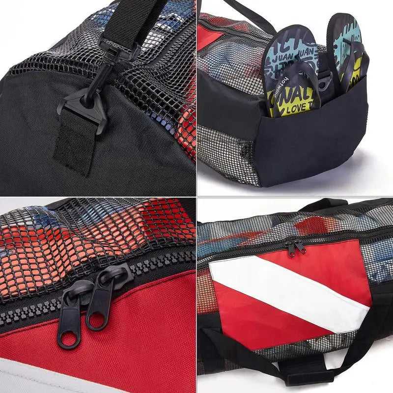 Extra Large Dive Beach Bags Portable Scuba Diving Mesh Tote with Adjustable Shoulder Strap Snorkeling Gear Organizer