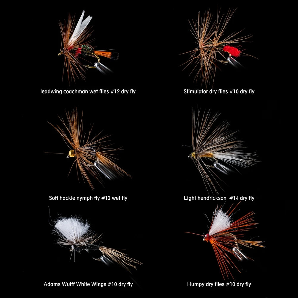 Goture Fly Fishing Lure Kit Nymph Dry Wet Flies Bait With Super Sharpened Crank Hook Perfect Decoy