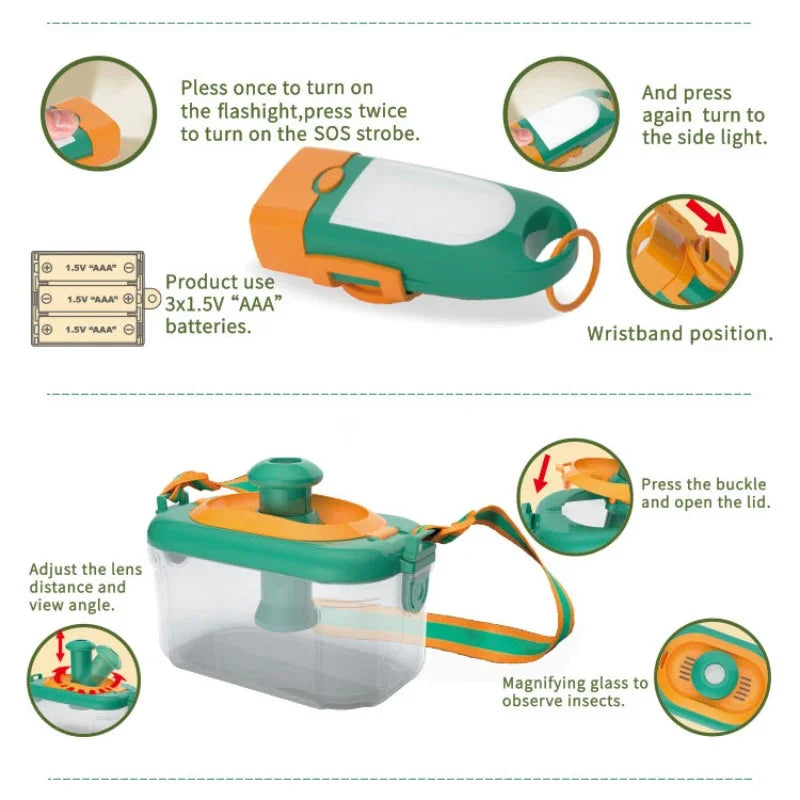 Kids Outdoor Explorer Kit Camping Exploration Toys Kids Insect Catching Kit with Insect Catcher Hat Adventure Set Children Gift