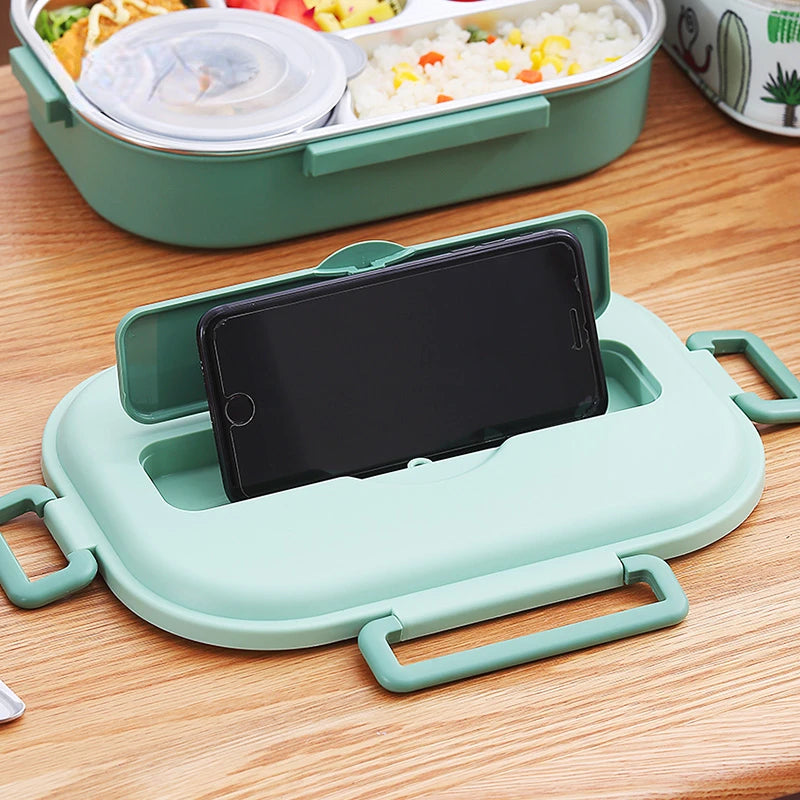 Bento Box Kids Portable Lunch Box with Compartment 18/8 Stainless Steel Food Container for Children School Picnic Bento Food Box