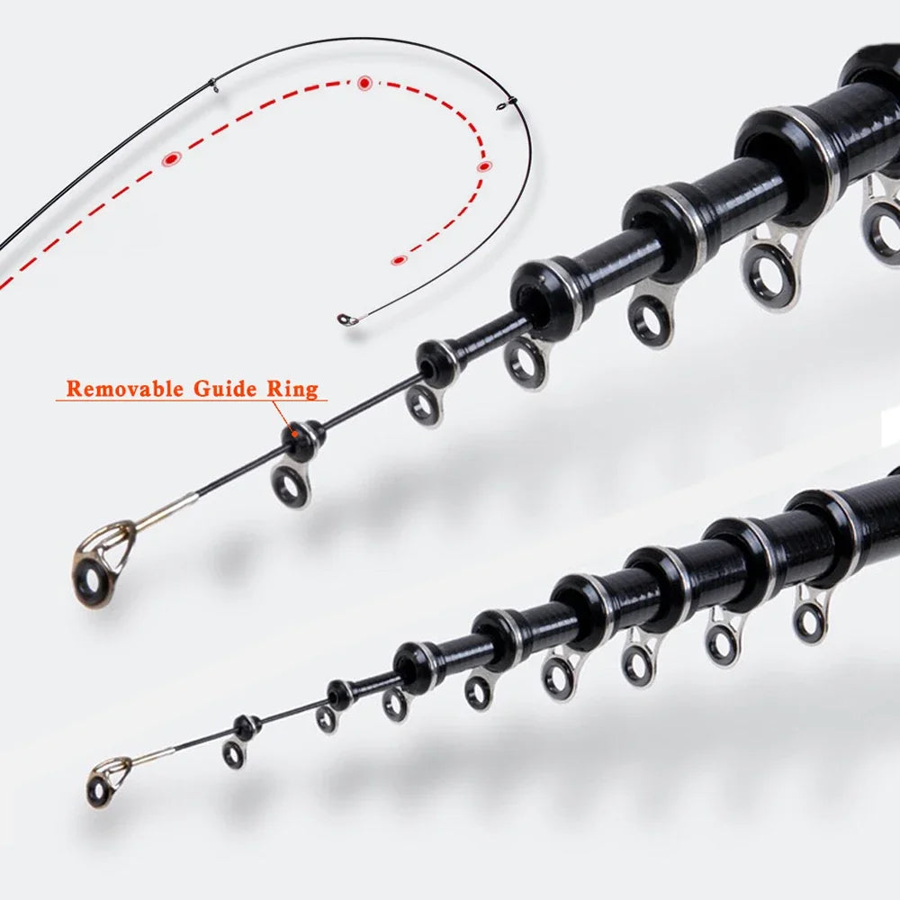 GHOTDA Telescopic Rock Fishing Rod 100% Carbon Fiber Fishing Pole 2.7/3.6/4.5/5.4/6.3M