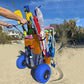 Beach Cart with Big Balloon Wheels for Sand, Foldable Storage Wagon with 13 Inch Beach Tires (Pump Included) (Orange)