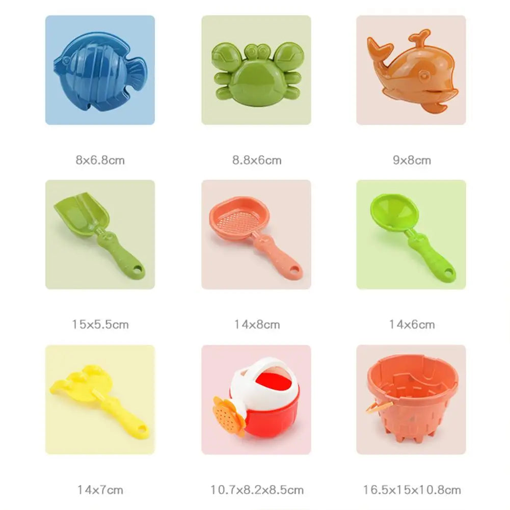 9 Pcs Beach Sand Toy Set Outdoor Summer Game Children Gift For Kids Toddlers Boys Girls