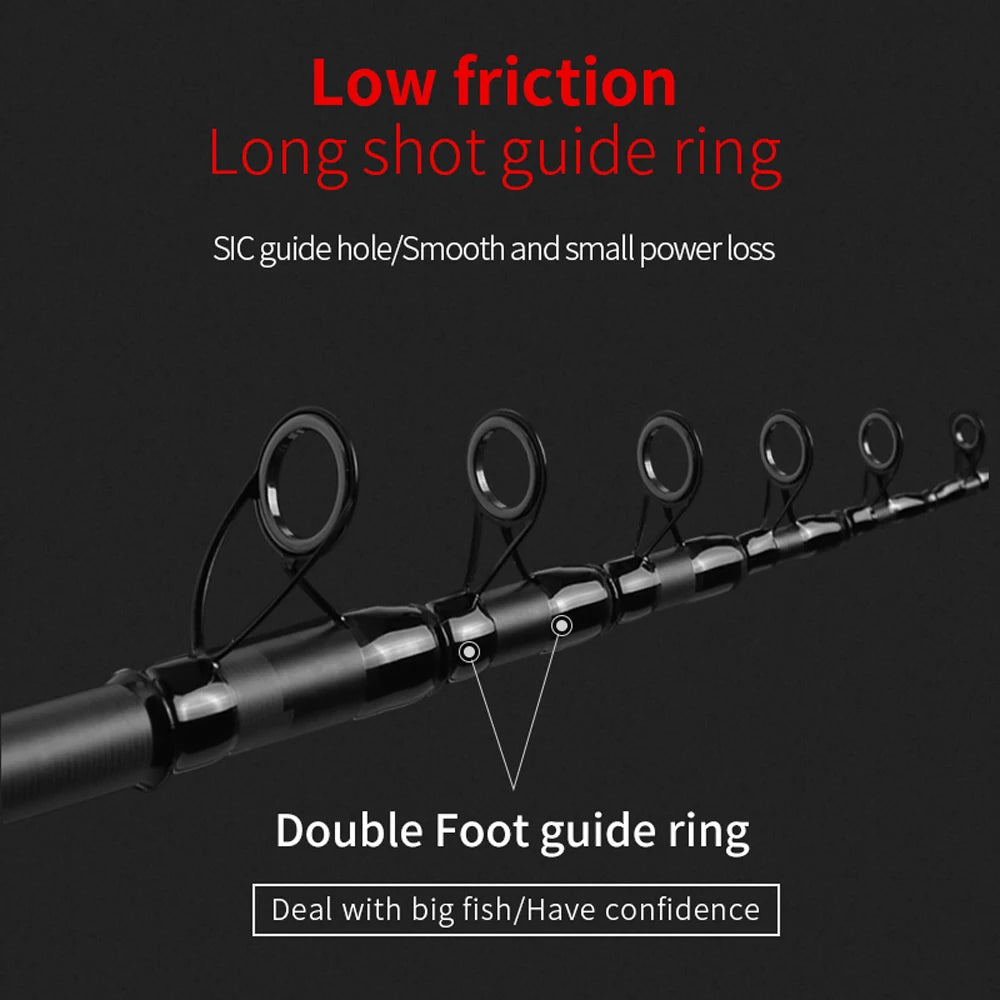 Carbon Fiber Spinning Fishing Rod 2.4m-5.4m Super Light 5/6/7/8 Sections Telescopic Long Distance Handle Sea Pole Lure 30g-200g
