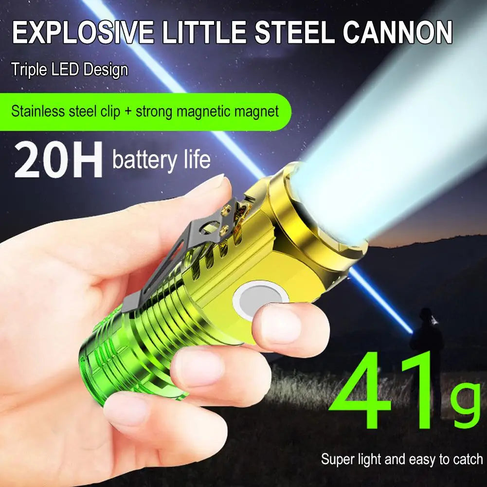 Powerful Pocket Flashlight Led Waterproof 5 Gear Portable Camping Flashlight Usb Charging Outdoor Hand Torch for Camping Fishing