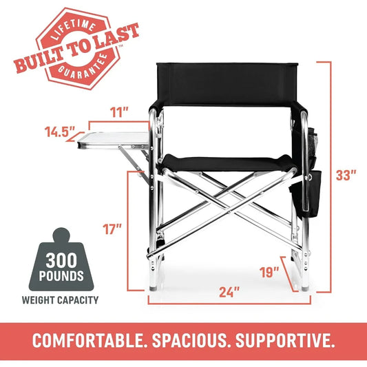 Camping Chair, Sports Chair with Side Table, Beach Chair, Camp Chair for Adults, Folding Chair with Side Table
