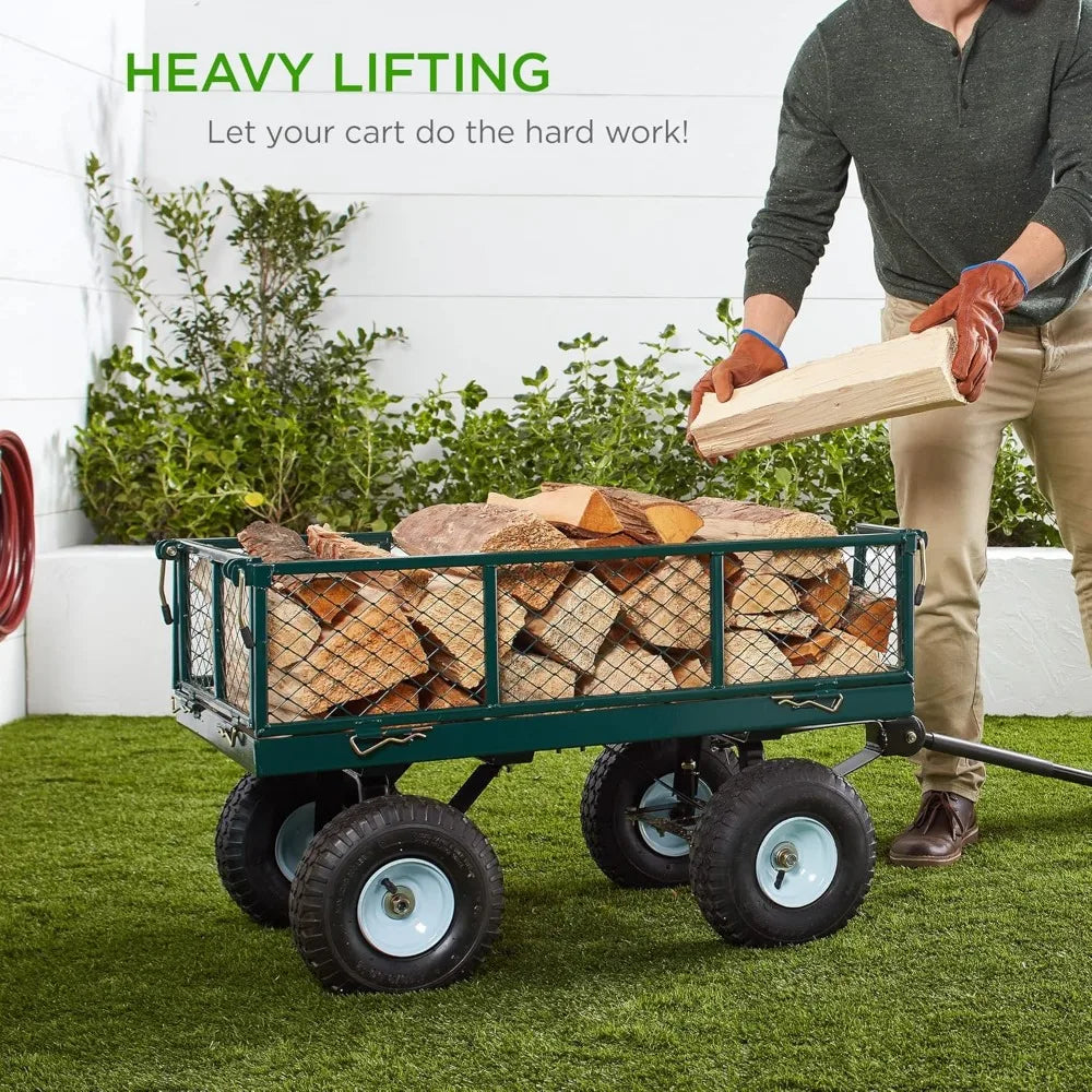 Best Choice Products Utility Garden Cart Wagon for Lawn, Yard w/Heavy-Duty Steel 400lb Weight Capacity, Removable Sides