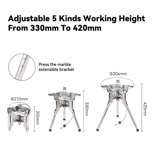 BRS-69 Ground Use High power 4360W Outdoor Camping Gas Stove Adjustable Height Team Party Family Picnic Camp Strong fire Burner