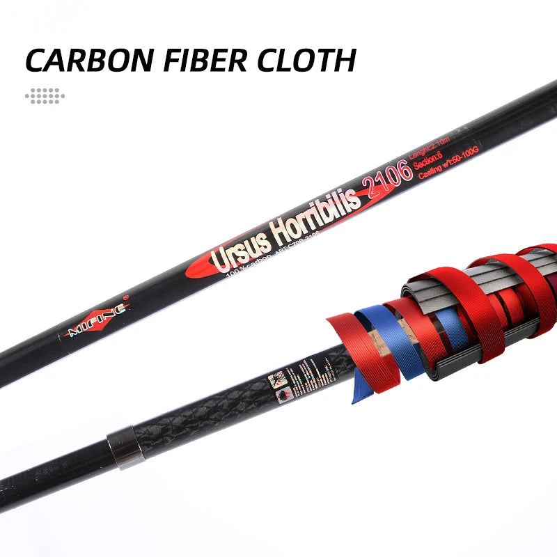 MIFINE URSUS HORRIBILIS Telescopic Mini Fishing Rod Shrinkage Length 40cm Lure WT 50-100G 2.1M 2.4M 2.7M 3.0M 3.6M Travel Pole