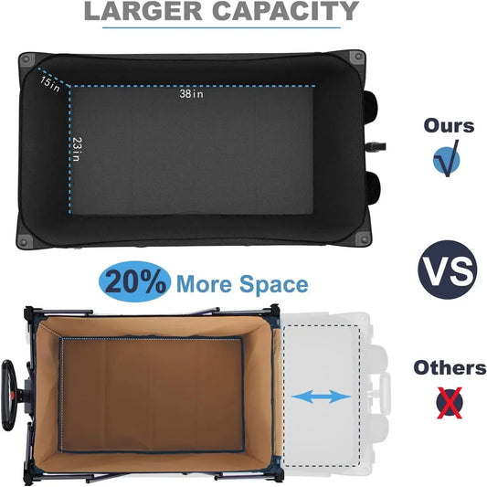 Folding Collapsible Wagon,Large Capacity Outdoor Wagons Carts Heavy Duty Foldable Utility with Big All-Terrain Wheels