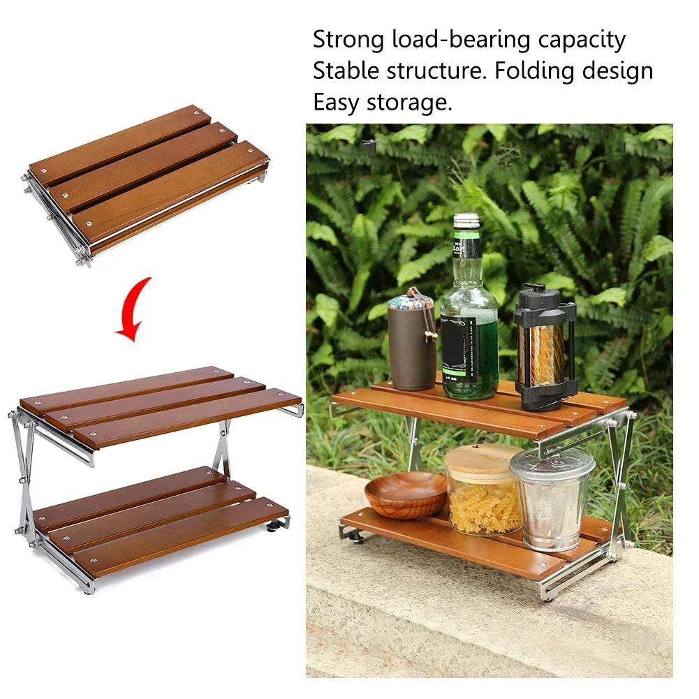 Camping Foldable Shelf Rack Multifunctional Folding Shelf Strong Bearing Capacity Organizer for Camping Picnic BBQ Travel