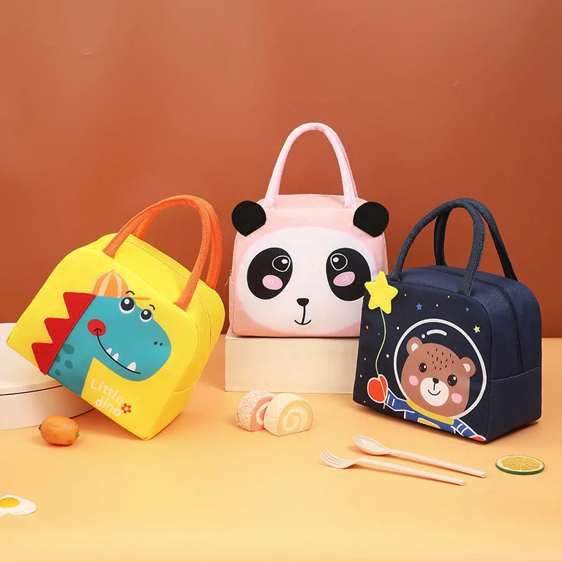 Cartoon Children's Lunch Bag Thermal Insulation Aluminum Film High Quality Waterproof Oxford Cloth Portable Lunch Bags Tote New