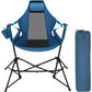 Hammock Chair Portable Camping Chair Oversized Folding Rocking Chair with Headrest and Cup Holder for Travel, Picnic