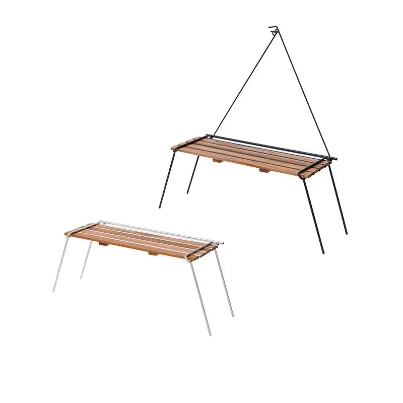 Outdoor Camping Rack Beautiful Practical 304 Stainless Steel Sabilli Wood Folding Detachable Family Picnic Rack Small A Table