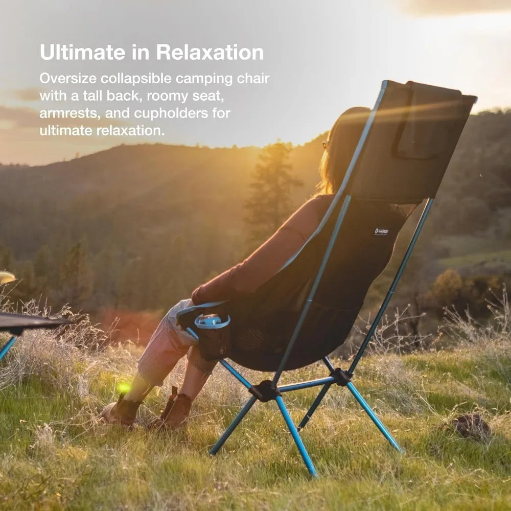 Beach Chair Savanna High-Back Collapsible Camp Chair Chaise Lounges Outdoor Furniture Chairs for Living Room Camping Foldable