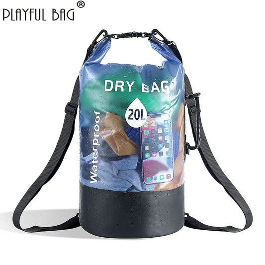 Waterproof PVC Bag 10L 20L Translucent Beach Phone Bag Outdoor Floating Boating Kayaking Dry Gear Pouch E297