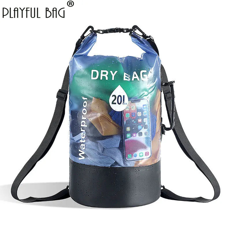 Waterproof PVC Bag 10L 20L Translucent Beach Phone Bag Outdoor Floating Boating Kayaking Dry Gear Pouch E297