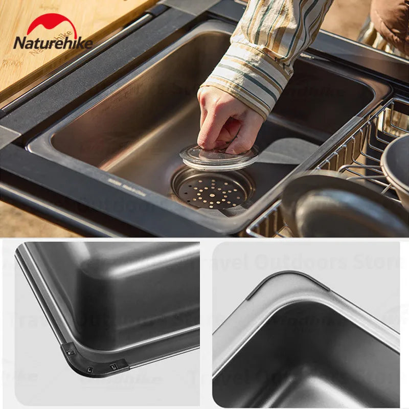 Naturehike IGT Table sink Stainless Steel 6L Wash Basin Picnic Wash Hands Ultra-light Washing Tank Outdoor Camping Kitchen Suppl