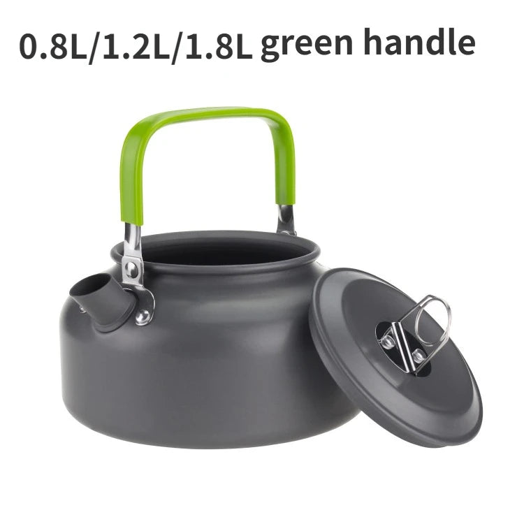 0.8L/1.1L/1.2L/1.6L/2L/2.5L Aluminum alloy Portable Outdoor Camping Coffee and Tea Kettle for Hiking Fishing Picnic and Cooking