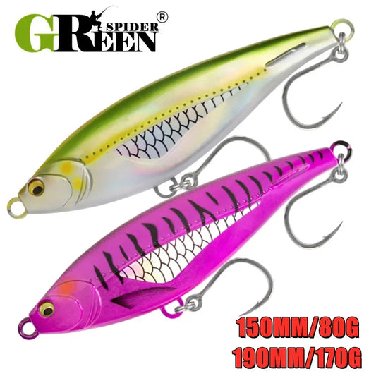GREENSPIDER Stickbait Fishing Lures 15cm 80g 19cm 170g  Wobbler Sinking Pencil Artificial Hard Bait for Sea Tuna Fishing Lure