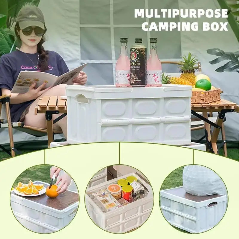 Outdoor camping folding storage box household car trunk storage box convenient organizing box Picnic fishing supplies storage