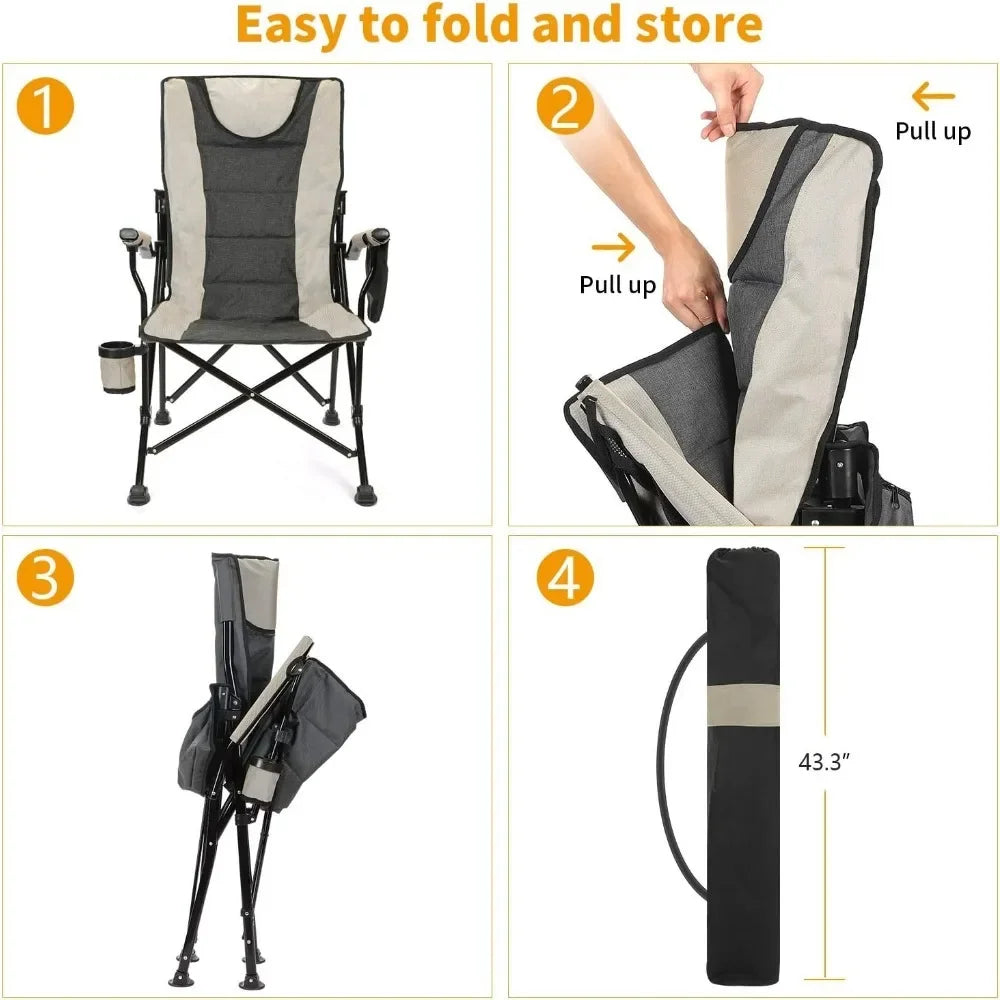 Foldable Chair Camping Chair Portable Folding Chairs Adjustable Heavy Duty Portable Camping Travel Outdoor Seat With Cup Holder