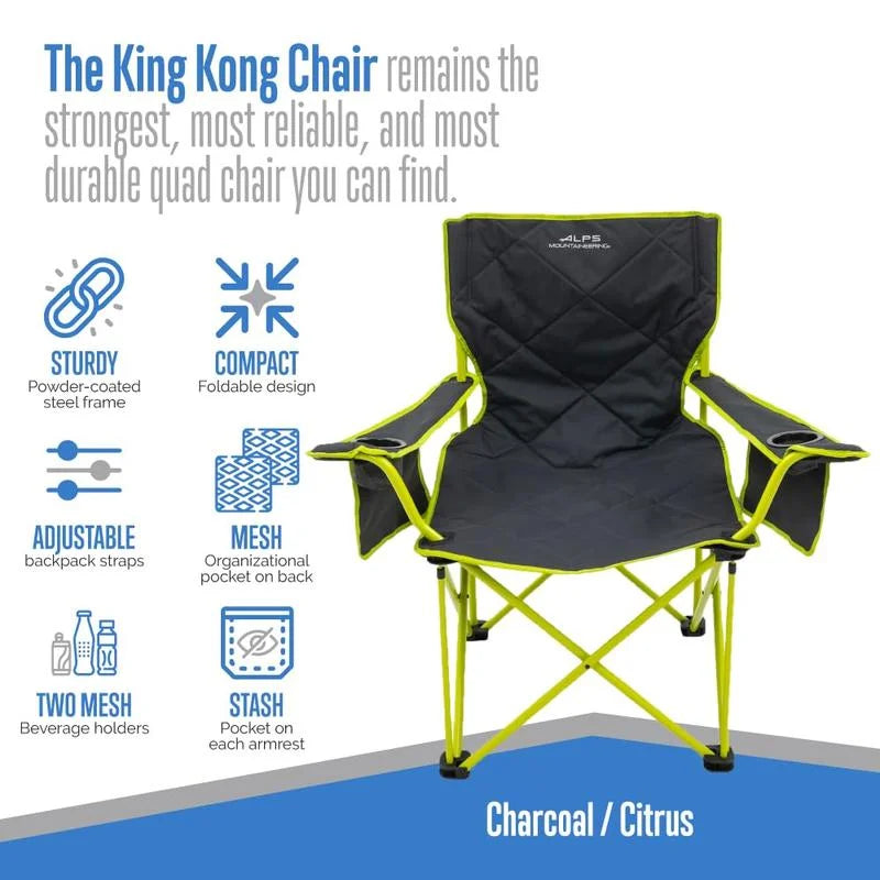 ALPS Mountaineering King Kong Camping Chairs for Adults with Mesh Cup Holders and Pockets, Built Durable and Reliable with